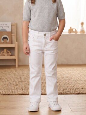 NWT Girls Milk White Straight Leg Adjustable Waist Denim Jeans Pants Size 4